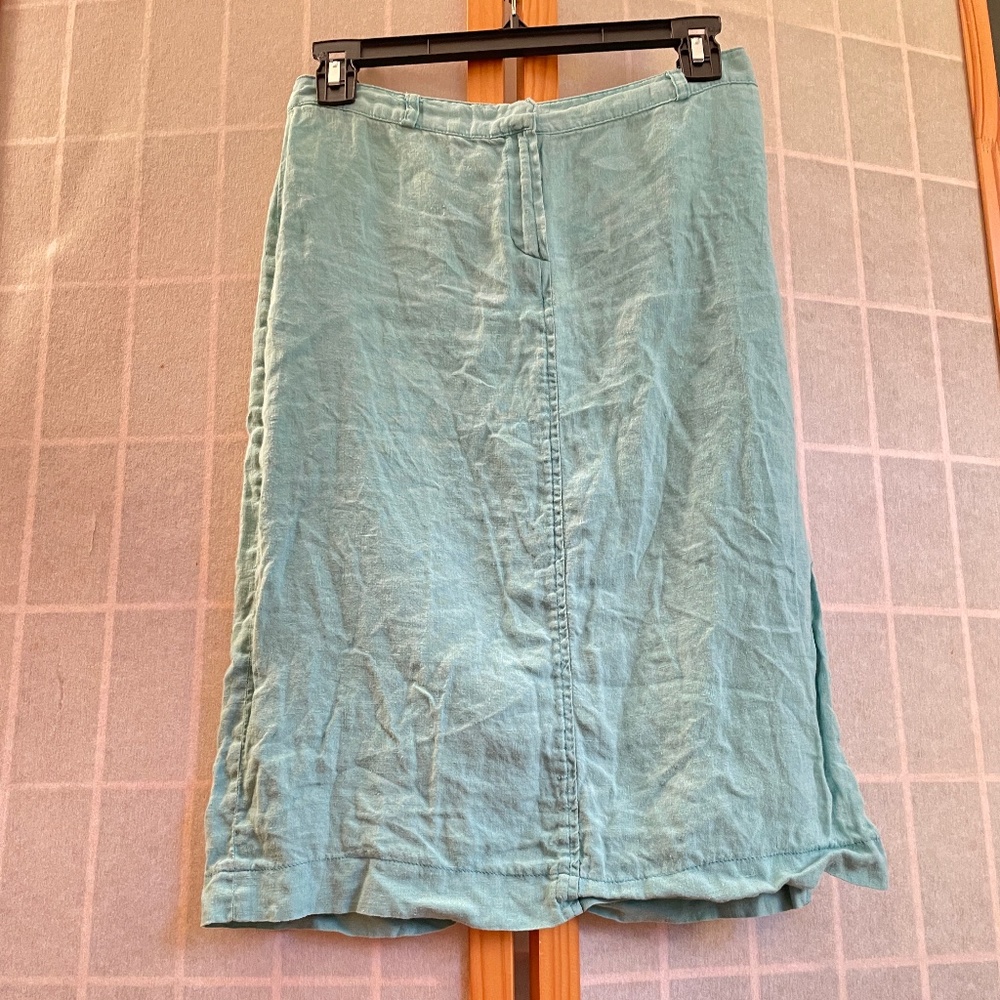 Italia designer Motivi 100%  linen blue skirt, size 2